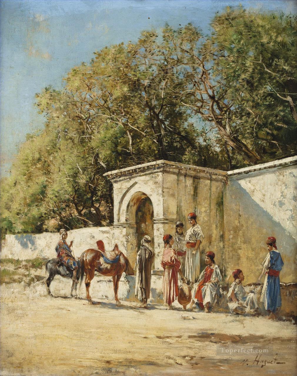 Fontaine aux environs de Tunis Victor Huguet Orientalist Oil Paintings